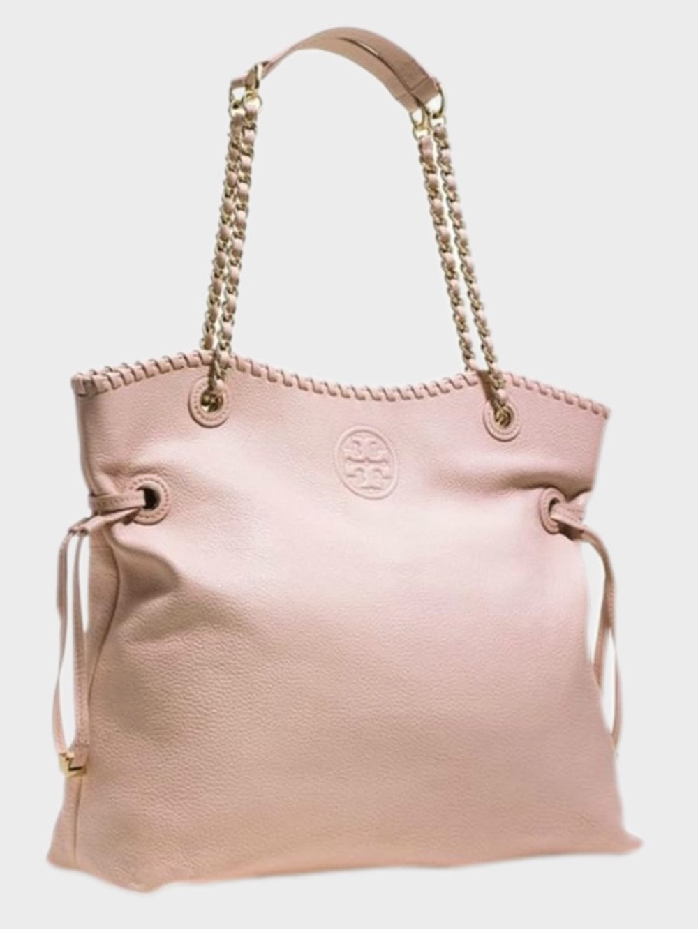 Tory Burch Marion Pebbled Leather Slouchy Chain Tote Blush